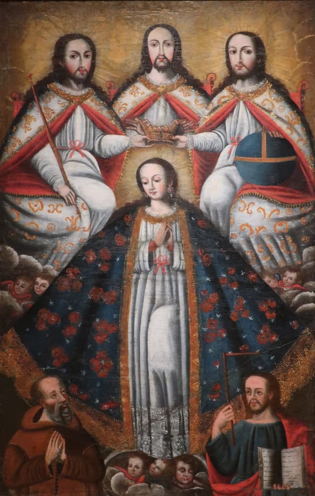 The Coronation of the Virgin by the Trinity, Cusco School (anonymous)