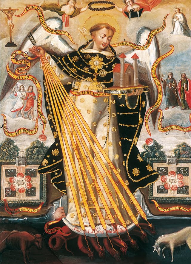 Saint Thomas Aquinas, Protector of the University of Cusco, Cusco School (anonymous)